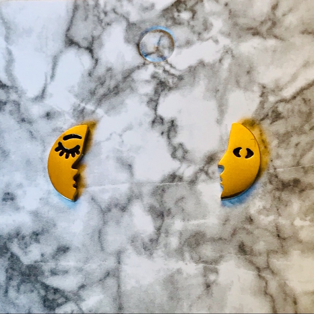 Mini Gold Asymmetrical Moon Earrings